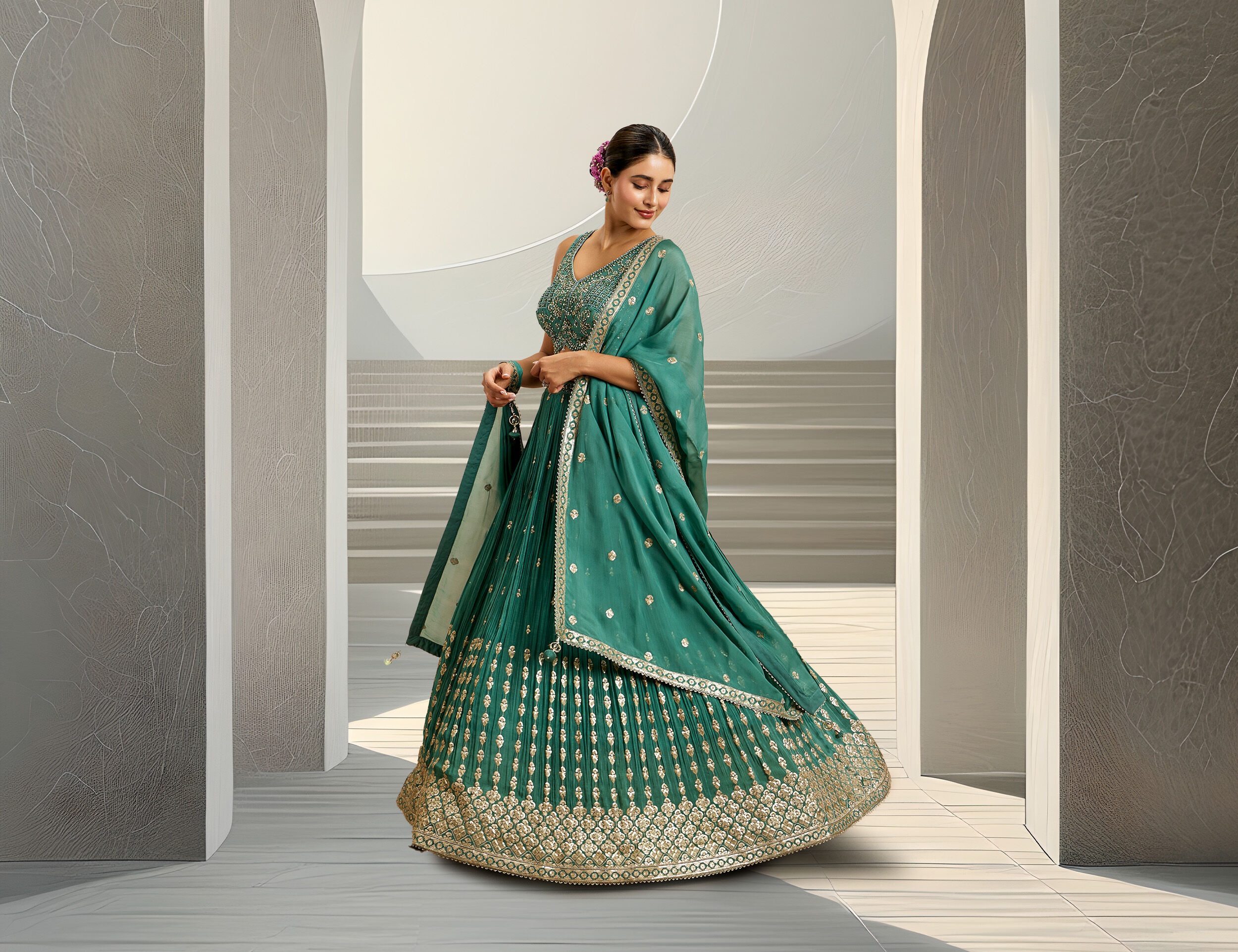 Woman wearing a lehenga
